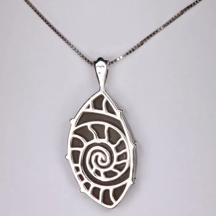 14K White Gold Freeform Ammolite Pendant 19.25 Carats