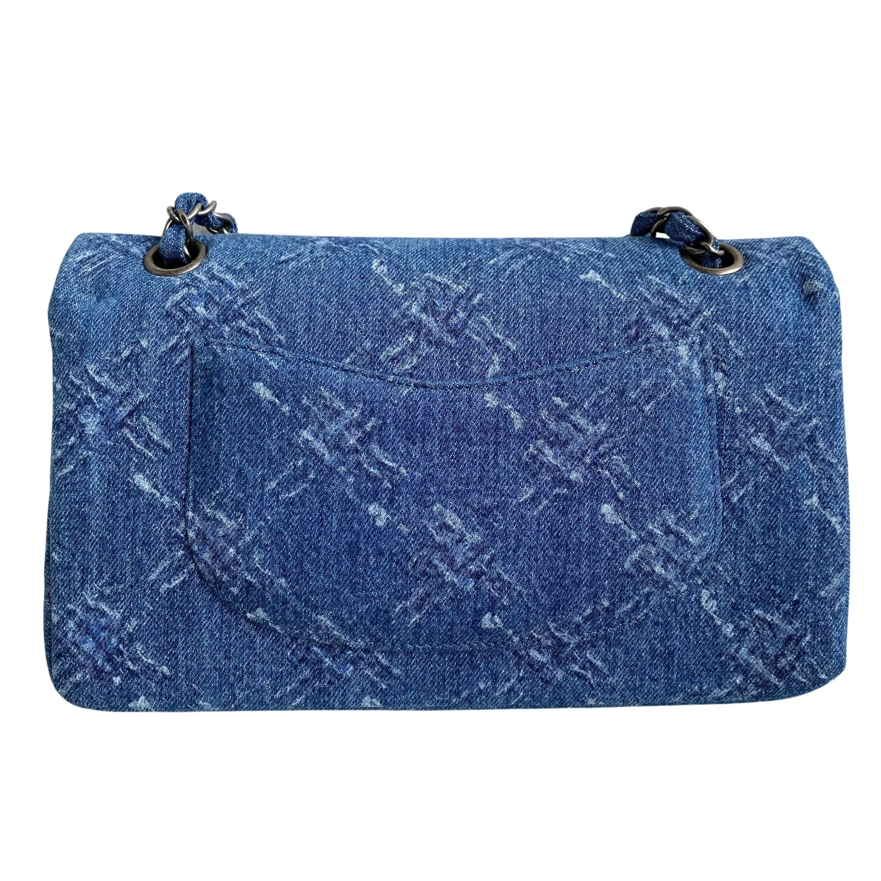 19B Printed Quilted Denim Medium Classic Double Flap Bag