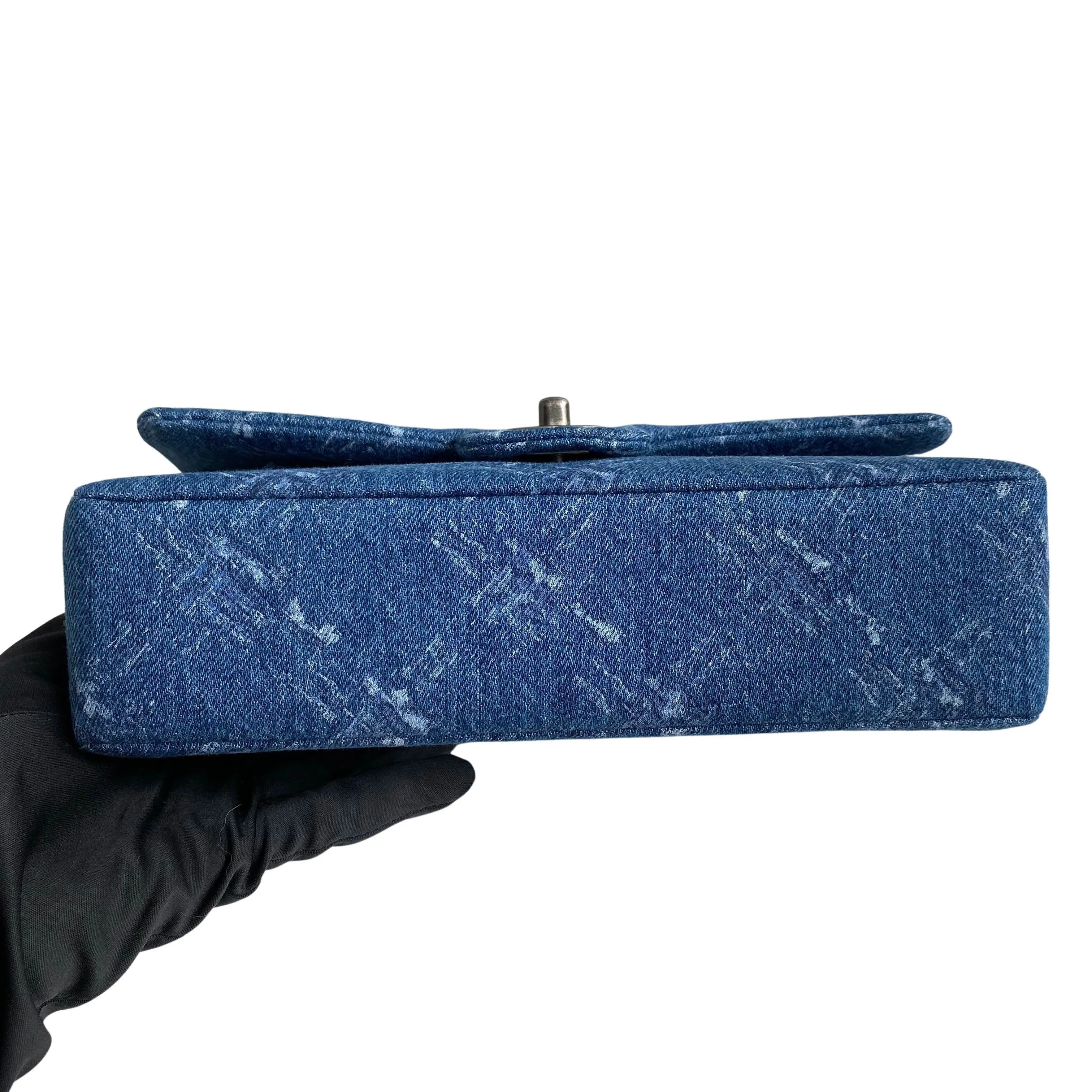 19B Printed Quilted Denim Medium Classic Double Flap Bag