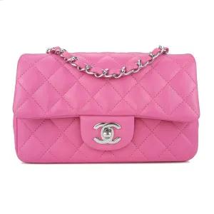 19C Bubble Pink Lambskin Mini Rectangular Flap Bag