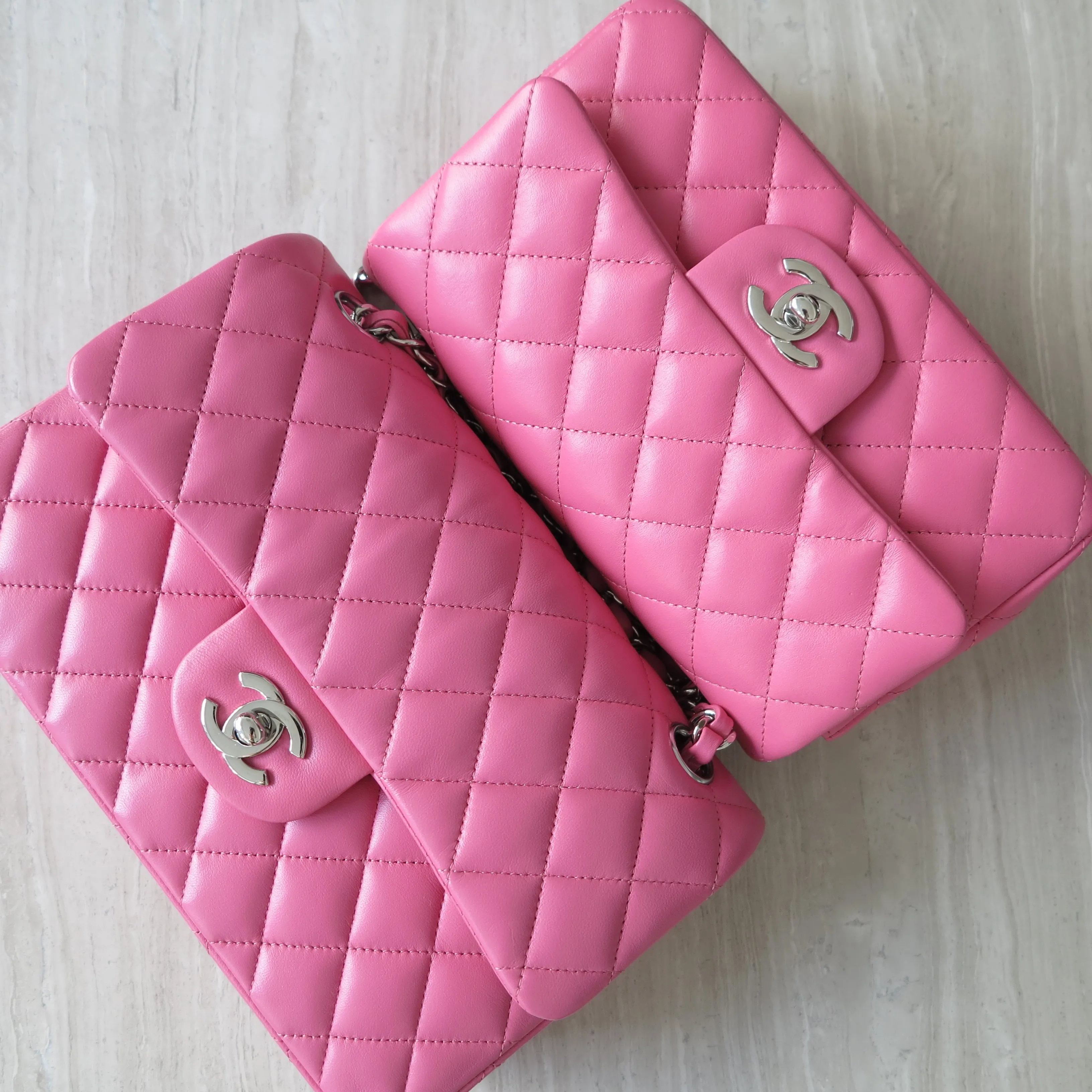19C Bubble Pink Lambskin Mini Rectangular Flap Bag