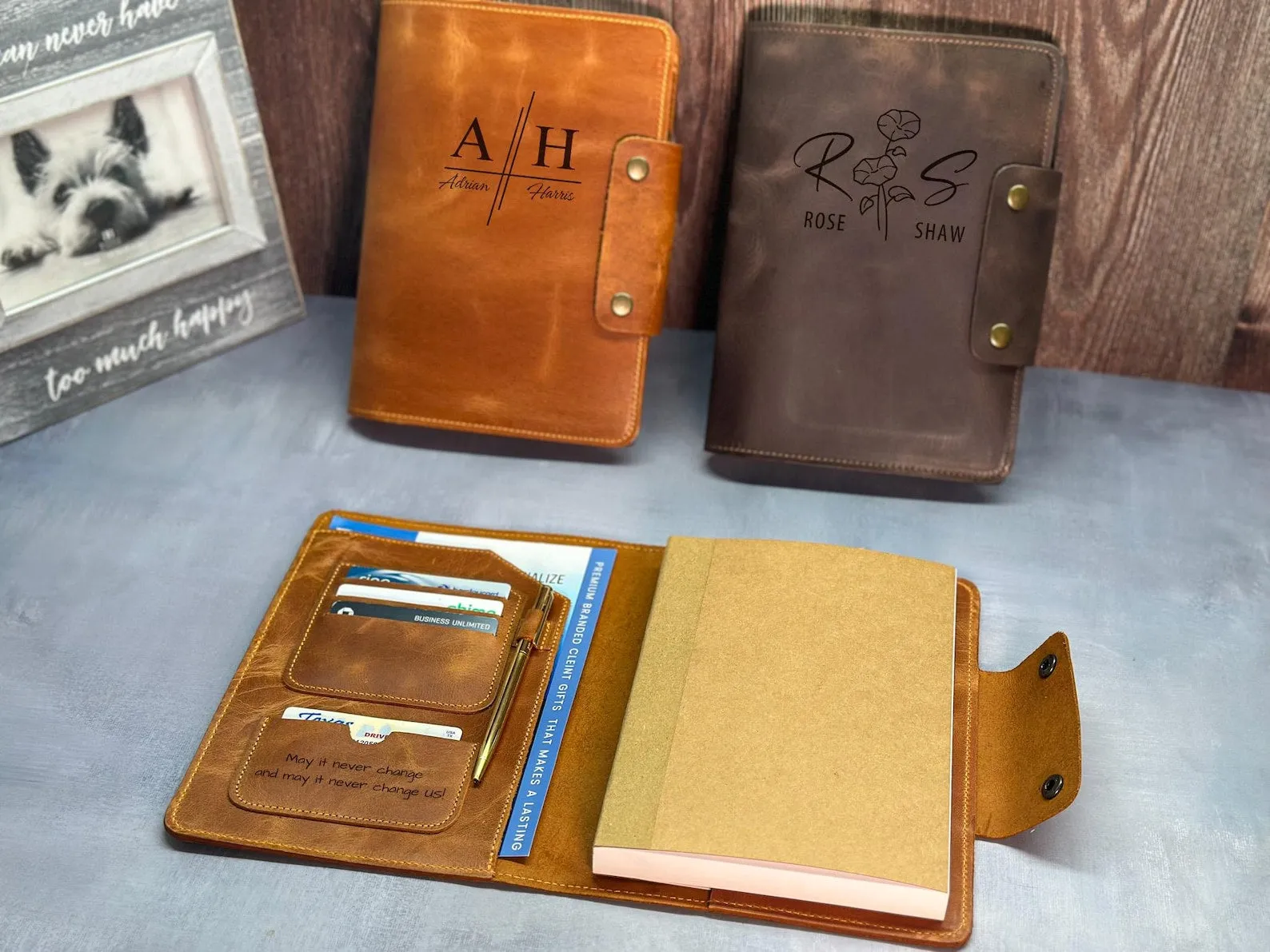 2025 Leather Planner, Company Gift, Personalized & Refillable Journal with Leather Cover and Pen