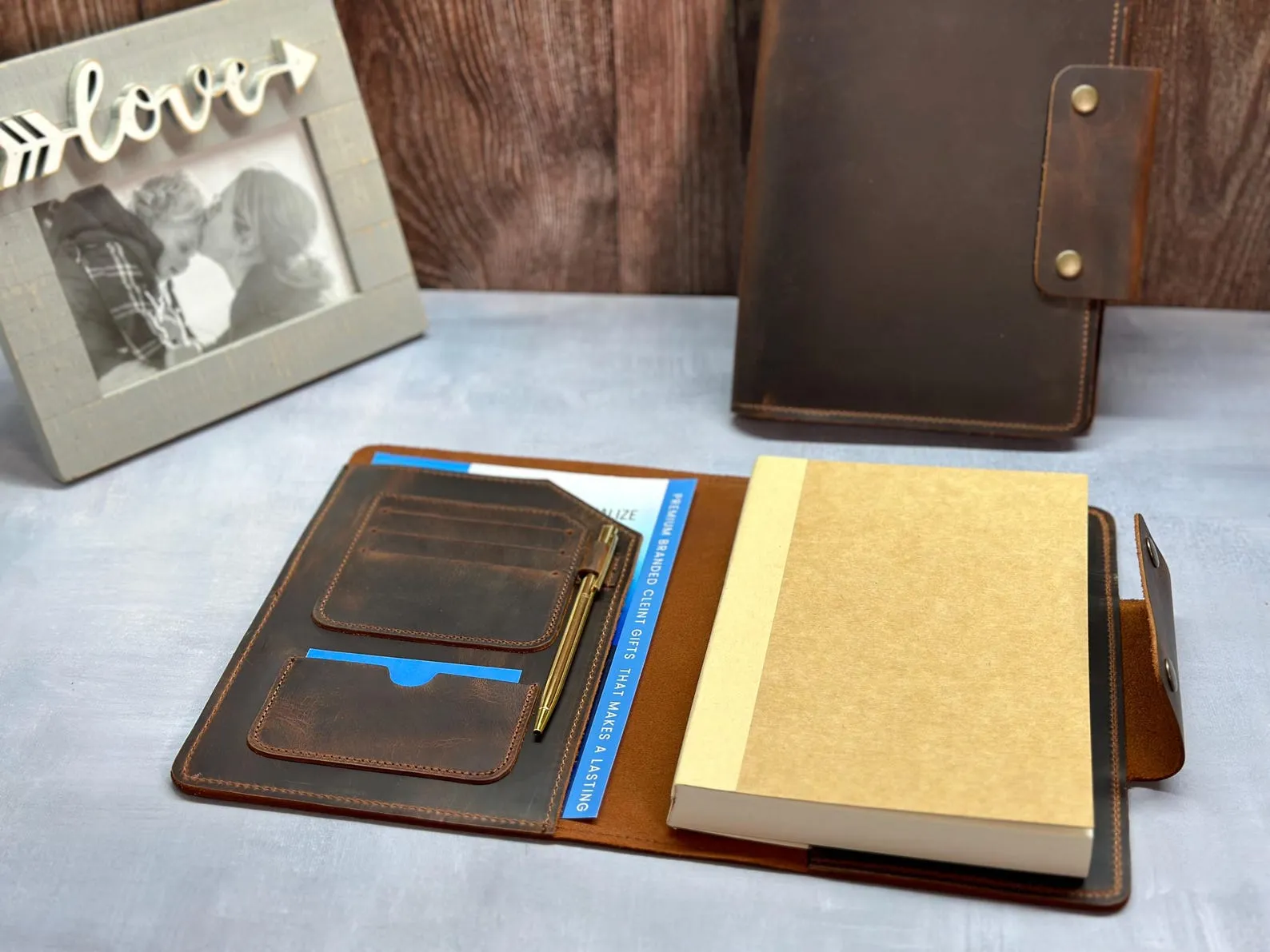 2025 Leather Planner, Company Gift, Personalized & Refillable Journal with Leather Cover and Pen