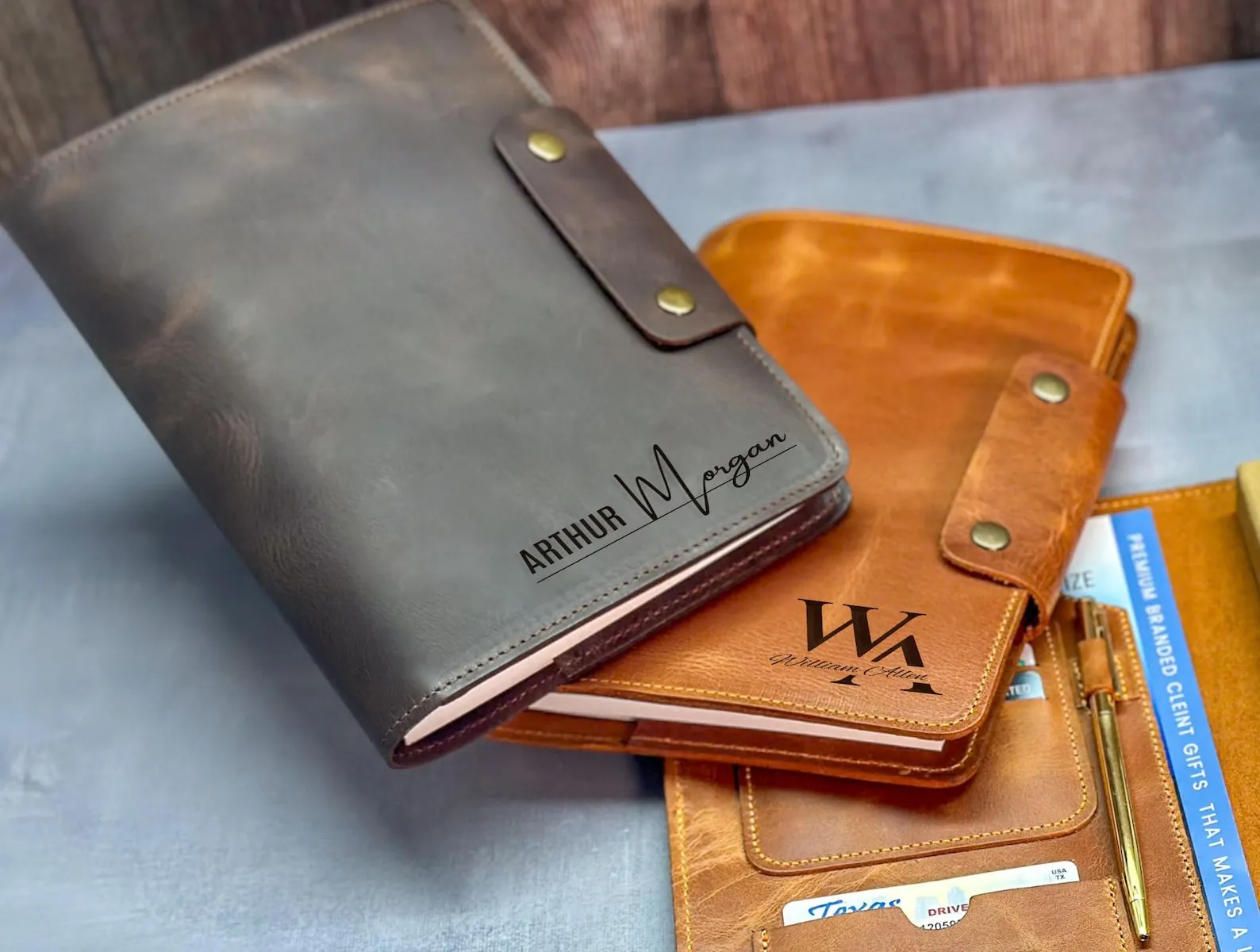2025 Leather Planner, Company Gift, Personalized & Refillable Journal with Leather Cover and Pen