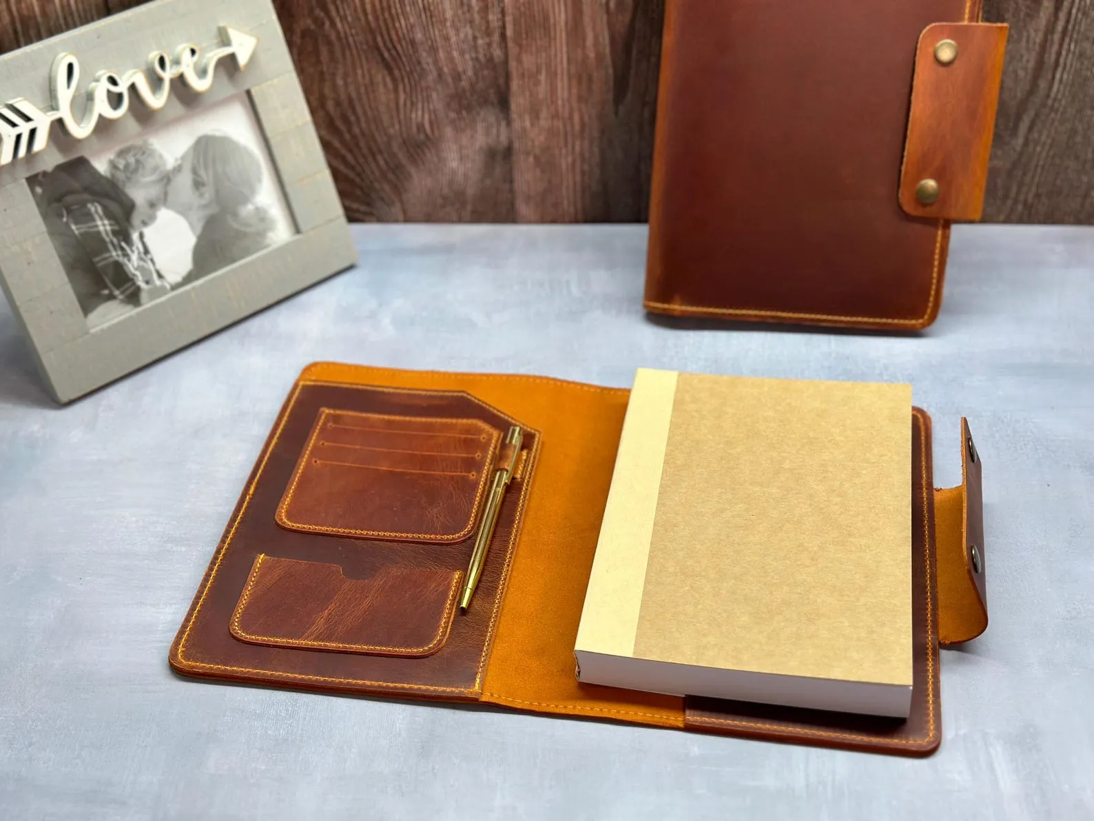 2025 Leather Planner, Company Gift, Personalized & Refillable Journal with Leather Cover and Pen