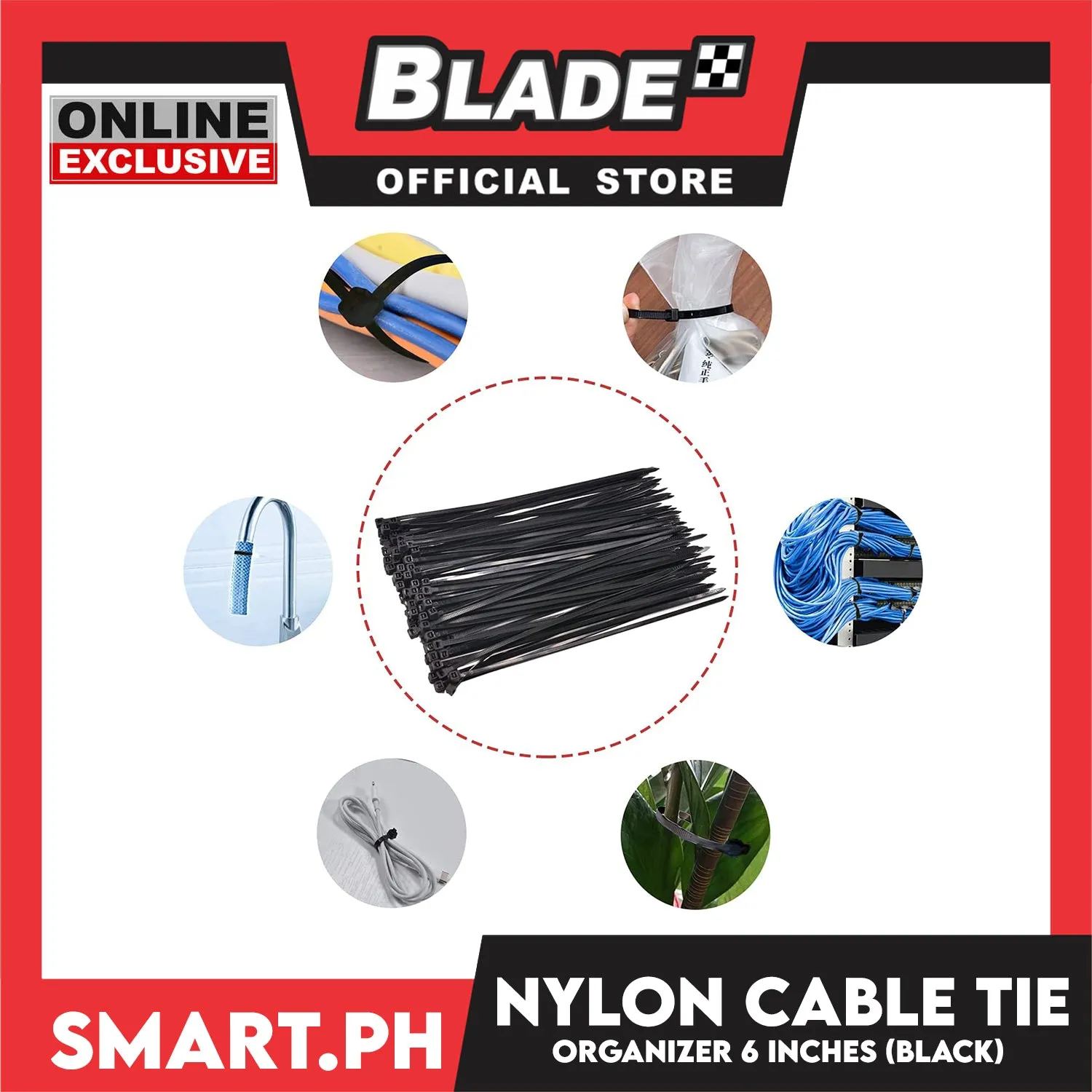 20pcs. Cable Tie Organizer Nylon 6' ' (Black) Cables And Cords Lock Organizer Set Per Pack