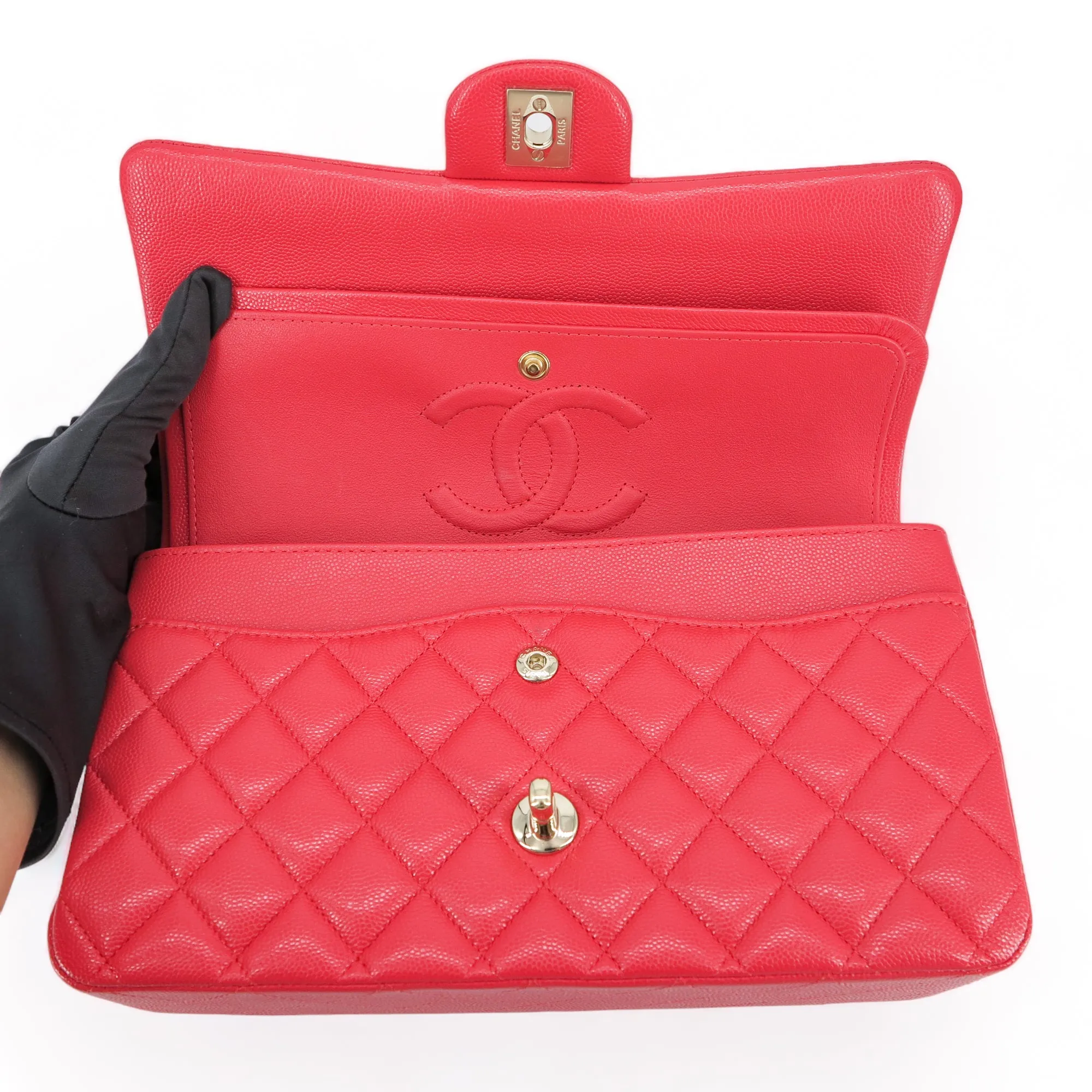 21C Red Caviar Medium Classic Double Flap Bag