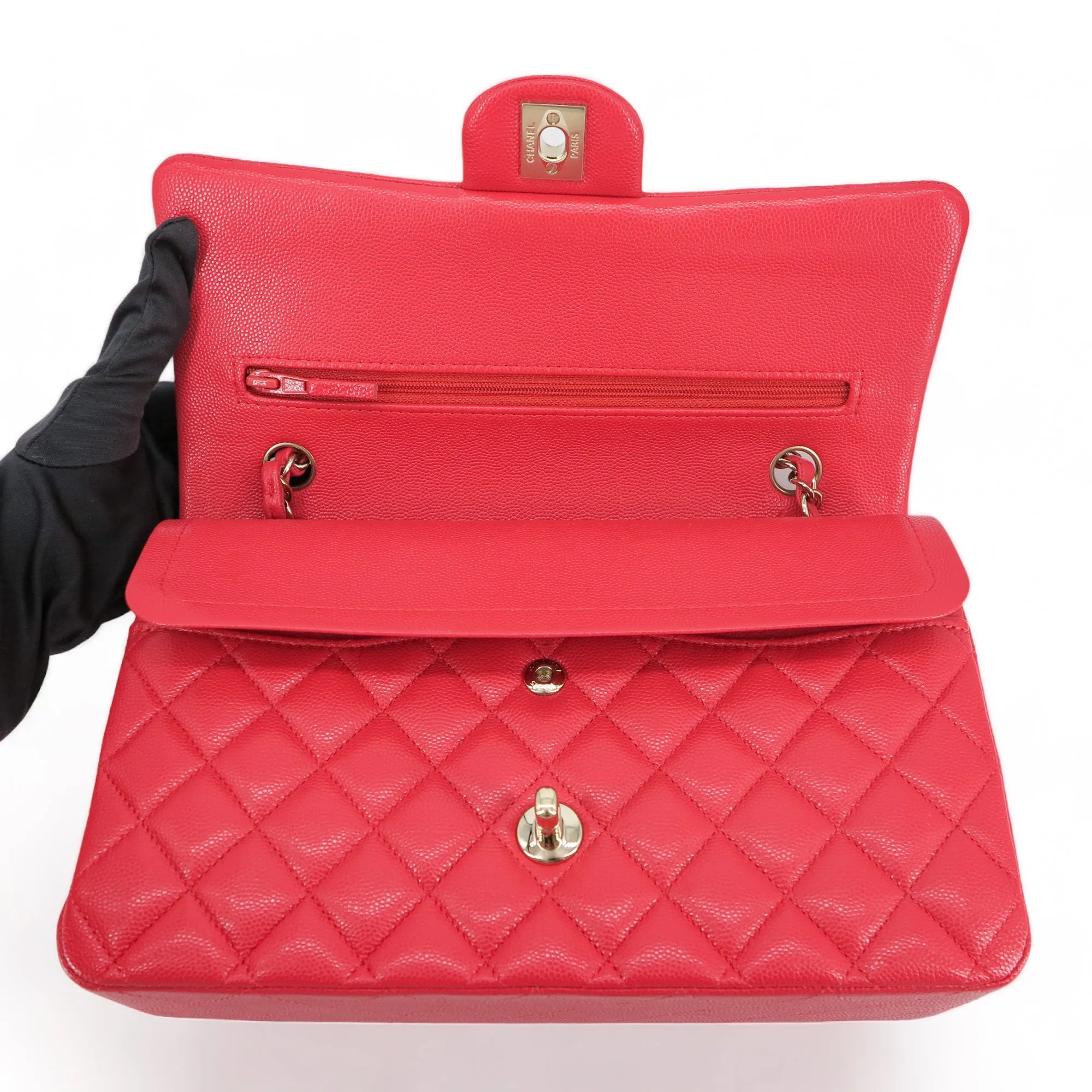 21C Red Caviar Medium Classic Double Flap Bag