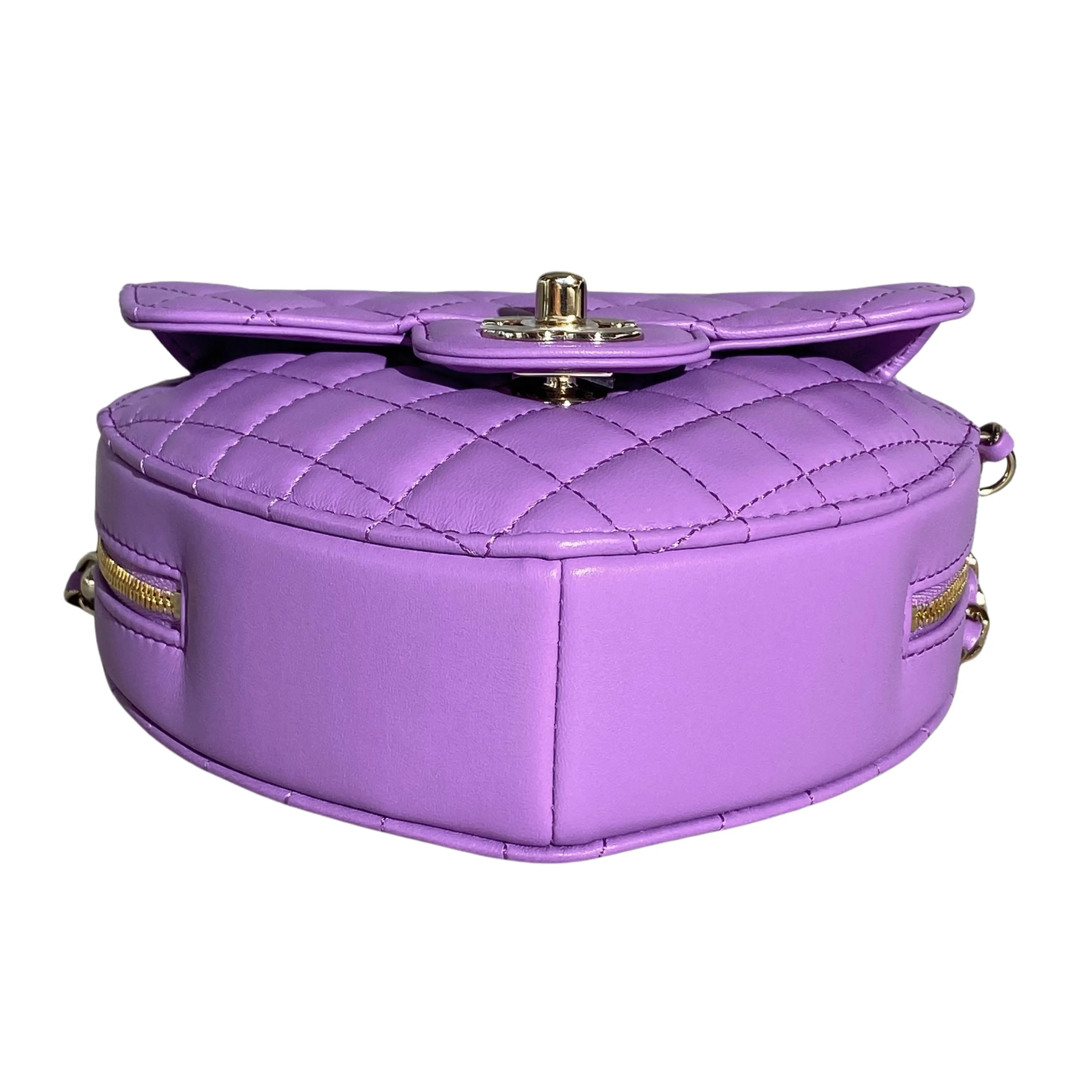 22S Large Heart Bag in Purple Lambskin