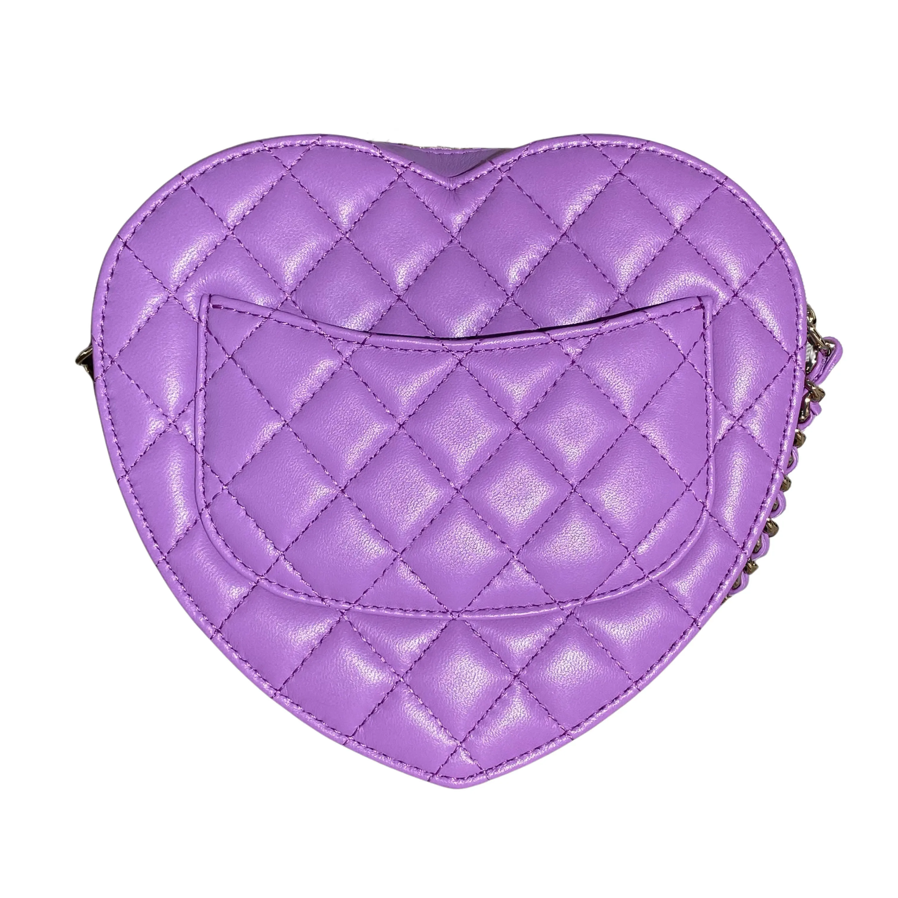 22S Large Heart Bag in Purple Lambskin