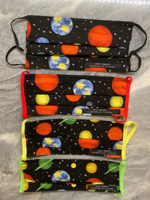 8th Avenue Solar Walk - Black Planetary 100% Cotton Fabric with Various Ear Loop Colors