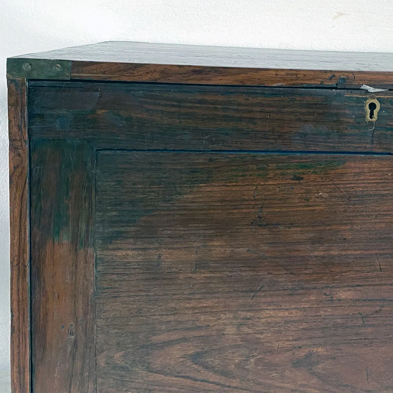 Anglo Indian Brass Mounted Rosewood Drop-Front Campaign Desk Box
