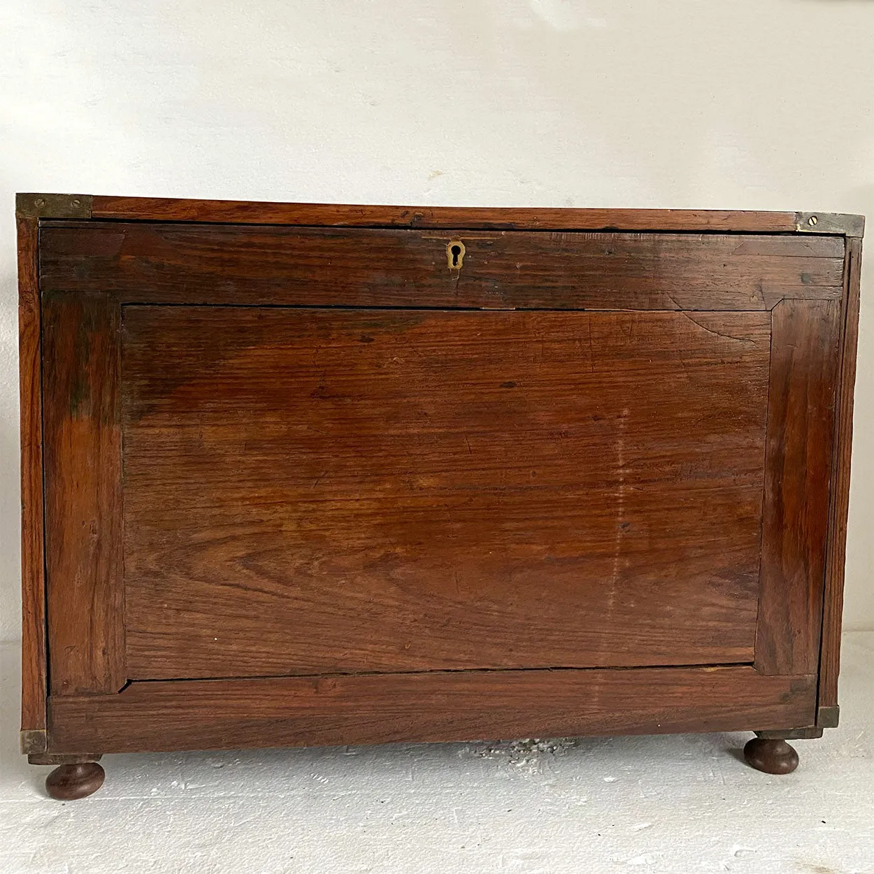 Anglo Indian Brass Mounted Rosewood Drop-Front Campaign Desk Box