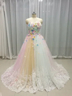 Ball Gown Sweetheart Colorful Prom Dress Beautiful Appliques Prom/Evening Gown CSM1512