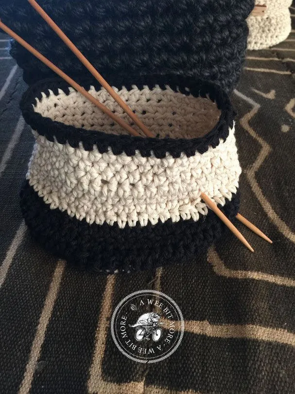 Basket Storage Vegan Ecru & Black