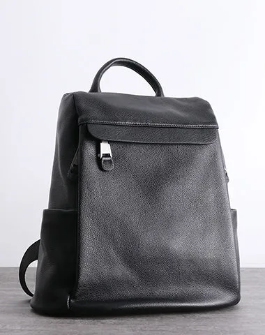 Black Leather Satchel Backpack Womens Cute School Backpack Bag Black Leather Travel Rucksack for Ladies