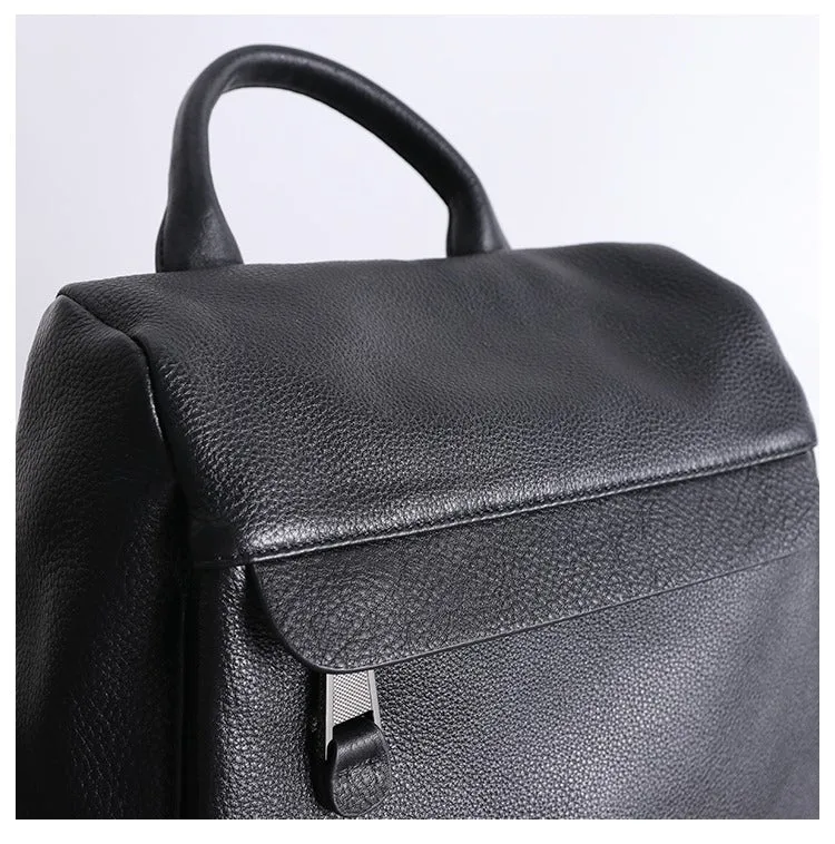 Black Leather Satchel Backpack Womens Cute School Backpack Bag Black Leather Travel Rucksack for Ladies
