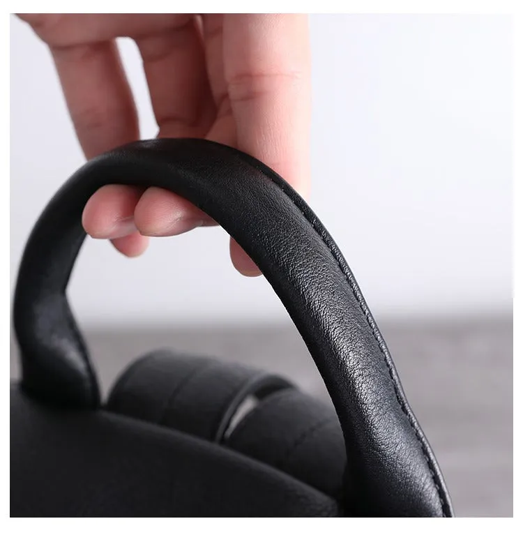 Black Leather Satchel Backpack Womens Cute School Backpack Bag Black Leather Travel Rucksack for Ladies