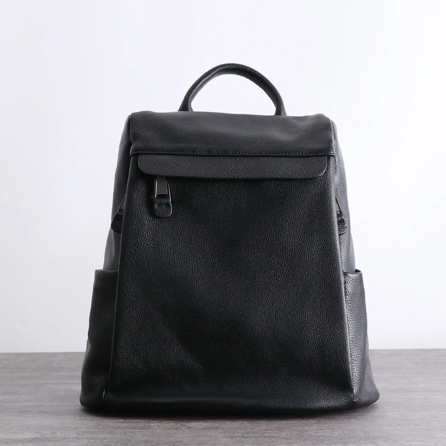 Black Leather Satchel Backpack Womens Cute School Backpack Bag Black Leather Travel Rucksack for Ladies