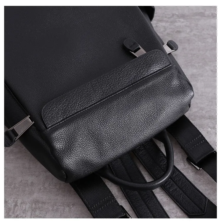 Black Leather Satchel Backpack Womens Cute School Backpack Bag Black Leather Travel Rucksack for Ladies