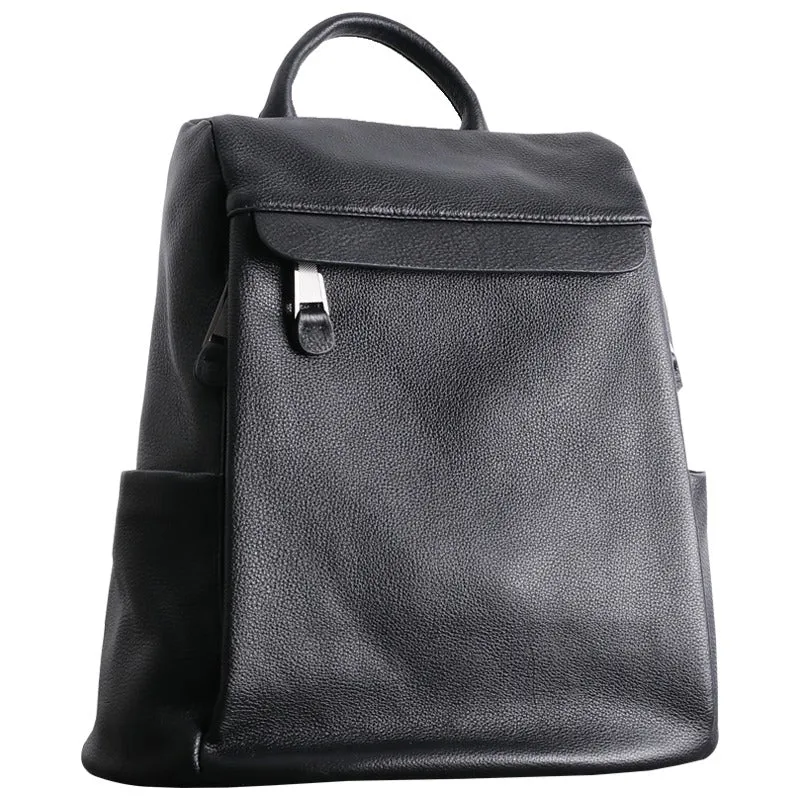 Black Leather Satchel Backpack Womens Cute School Backpack Bag Black Leather Travel Rucksack for Ladies