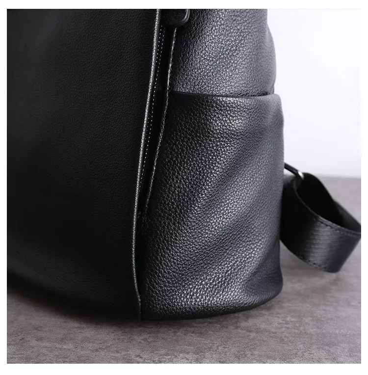 Black Leather Satchel Backpack Womens Cute School Backpack Bag Black Leather Travel Rucksack for Ladies