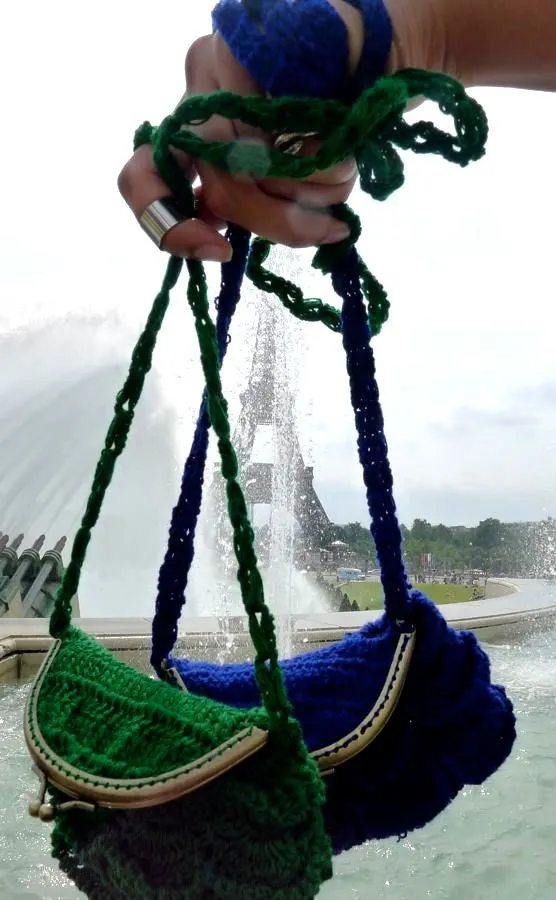 Blue/Green Handmade Crocheted Purse