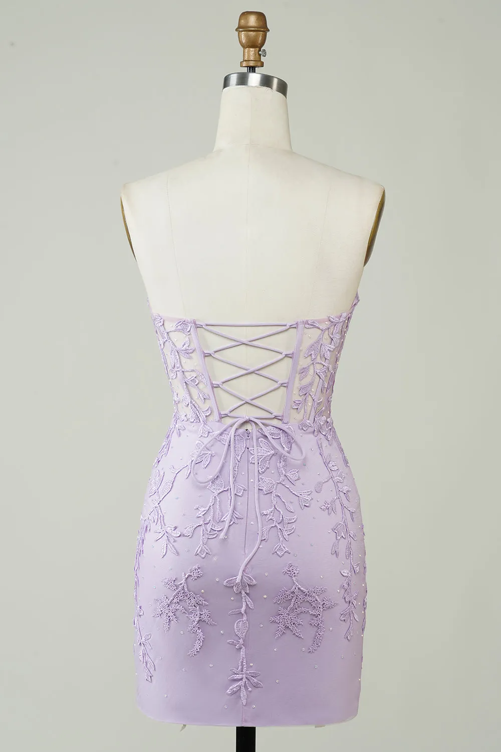 Bodycon Light Green Sweetheart Corset Short Homecoming Dress with Appliques