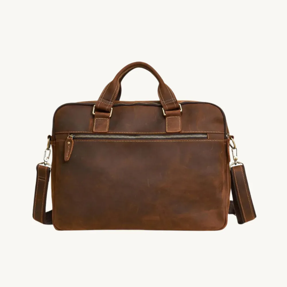 ﻿Brown Posh Leather Briefcase