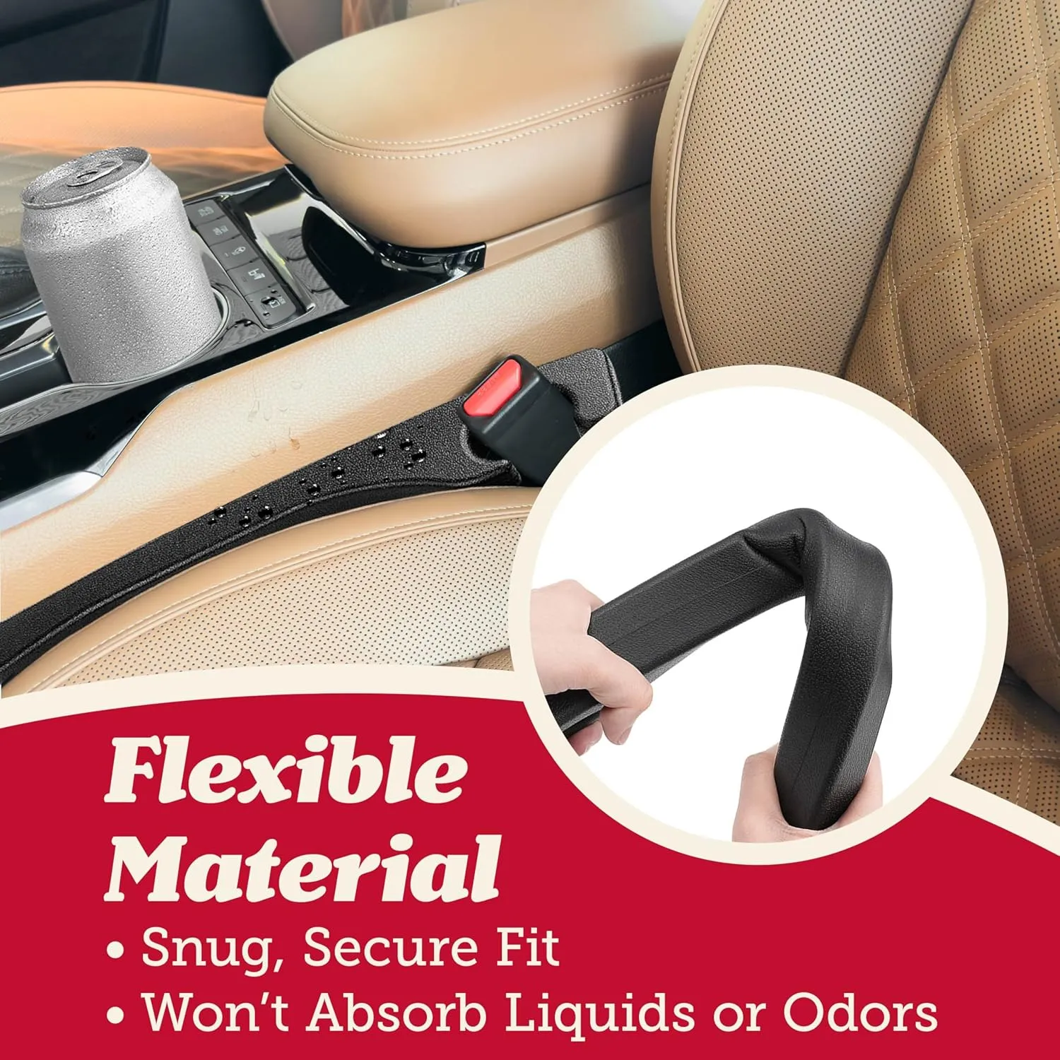 Car Seat Gap Filler and Storage Organizer Between Seats Vegan Leather 2 Pack NEW