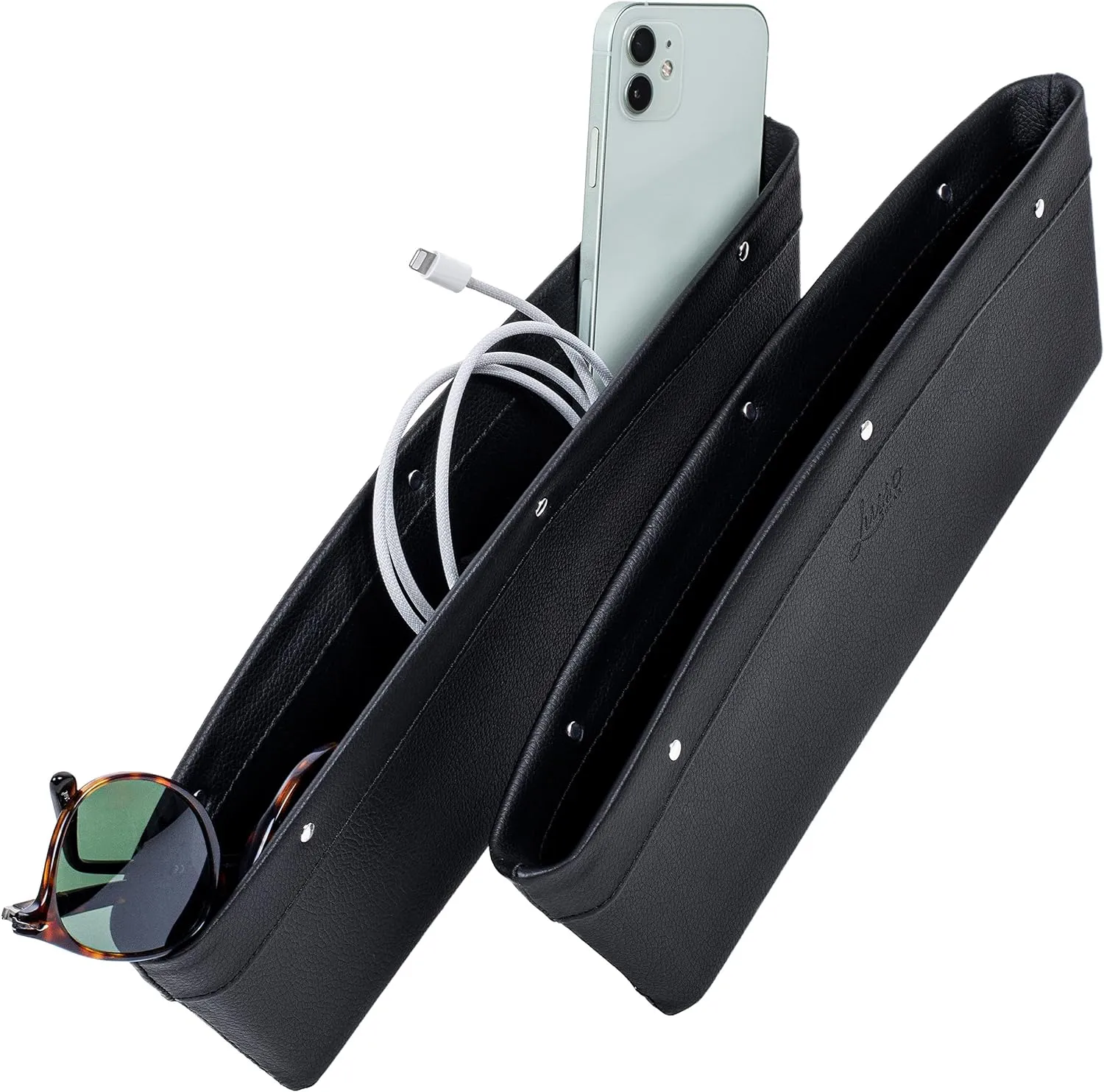 Car Seat Gap Filler and Storage Organizer Between Seats Vegan Leather 2 Pack NEW