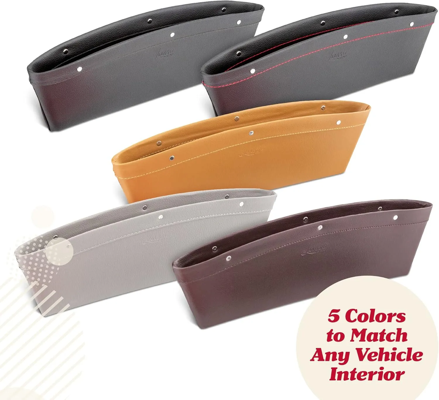 Car Seat Gap Filler and Storage Organizer Between Seats Vegan Leather 2 Pack NEW