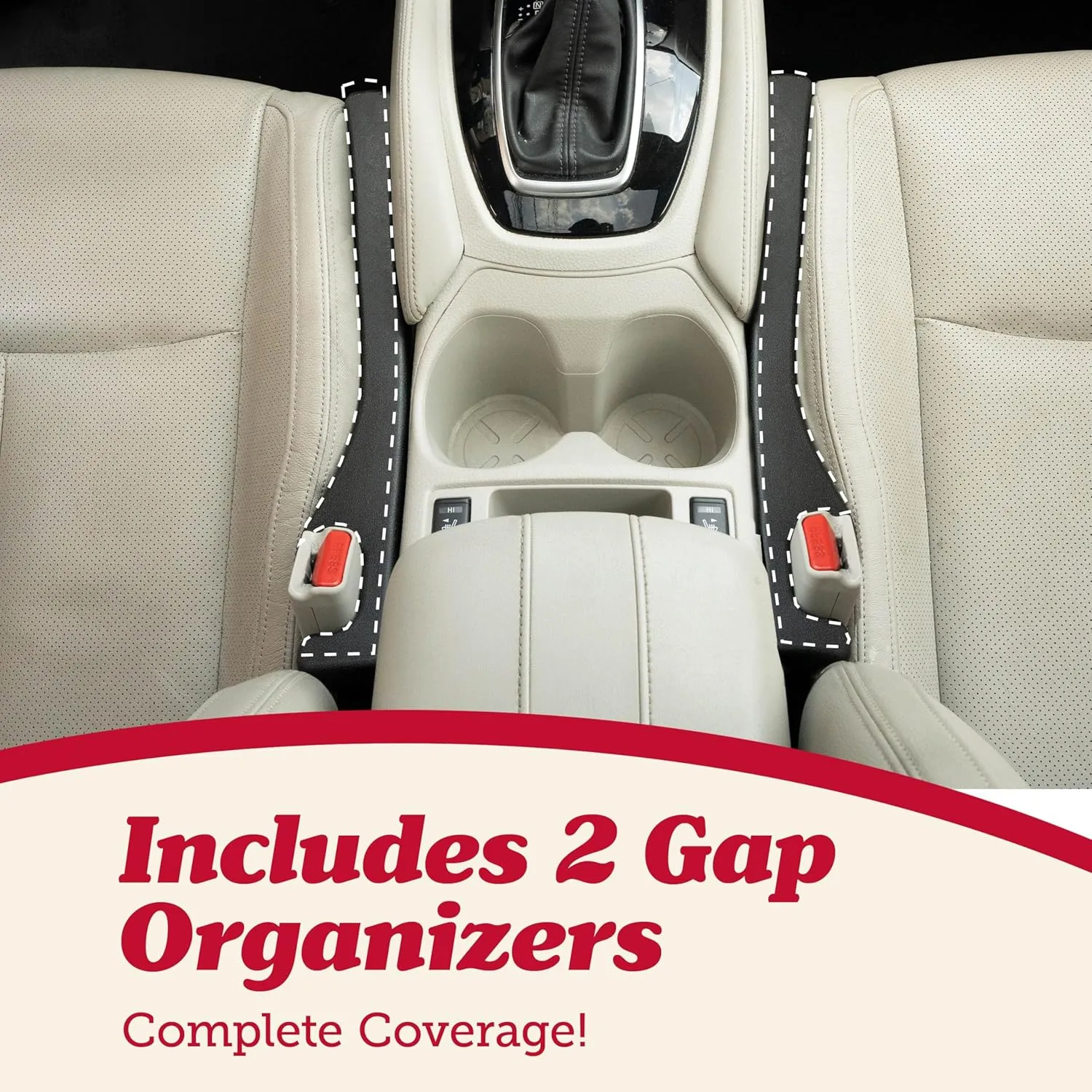 Car Seat Gap Filler and Storage Organizer Between Seats Vegan Leather 2 Pack NEW