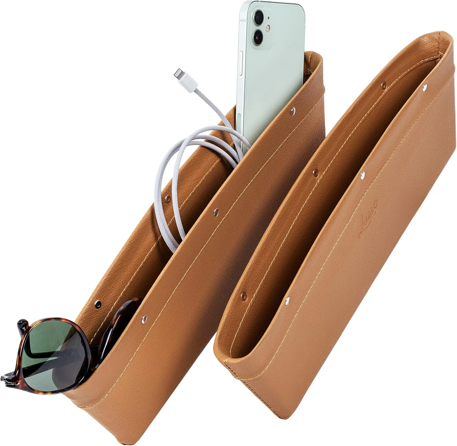 Car Seat Gap Filler and Storage Organizer Between Seats Vegan Leather 2 Pack NEW