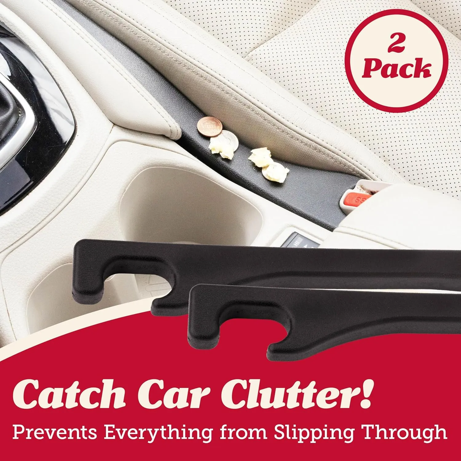 Car Seat Gap Filler and Storage Organizer Between Seats Vegan Leather 2 Pack NEW