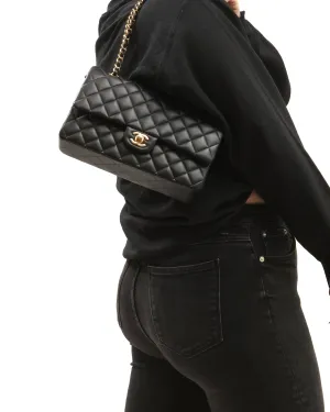 Chanel Black Lambskin Quilted Medium Classic Double Flap Bag