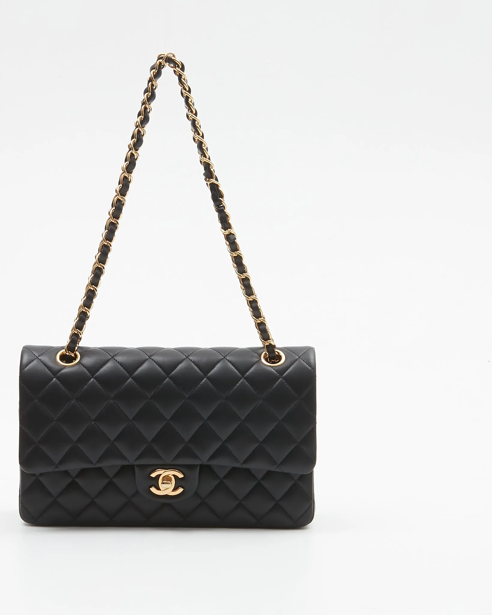 Chanel Black Lambskin Quilted Medium Classic Double Flap Bag
