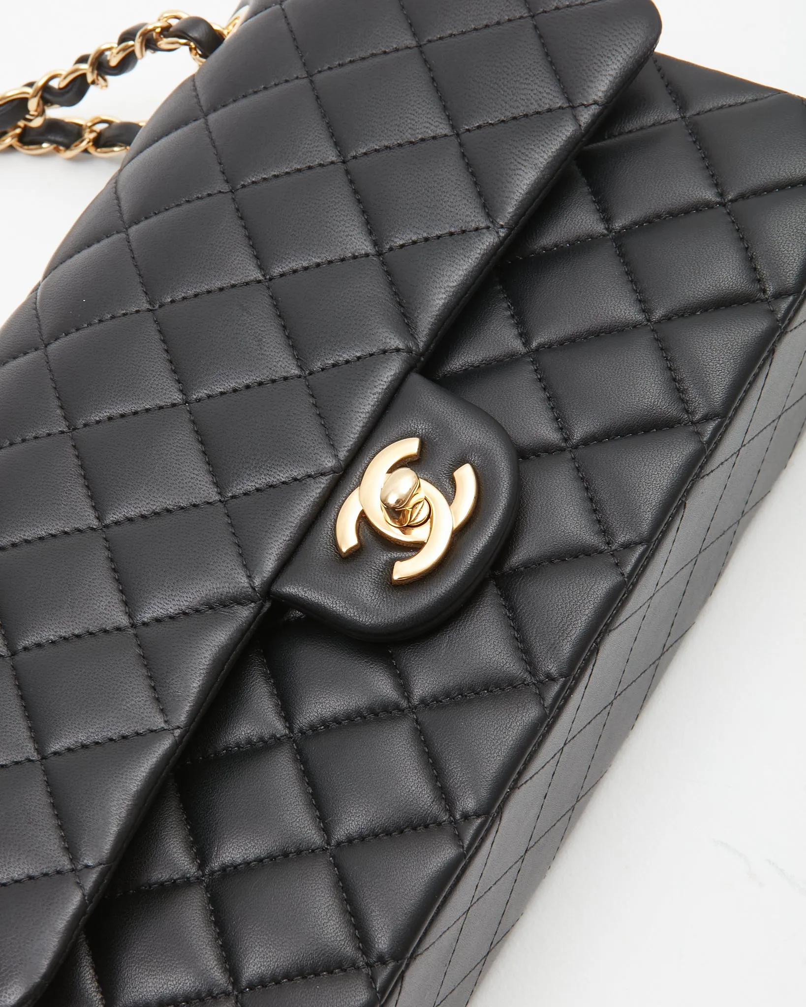 Chanel Black Lambskin Quilted Medium Classic Double Flap Bag