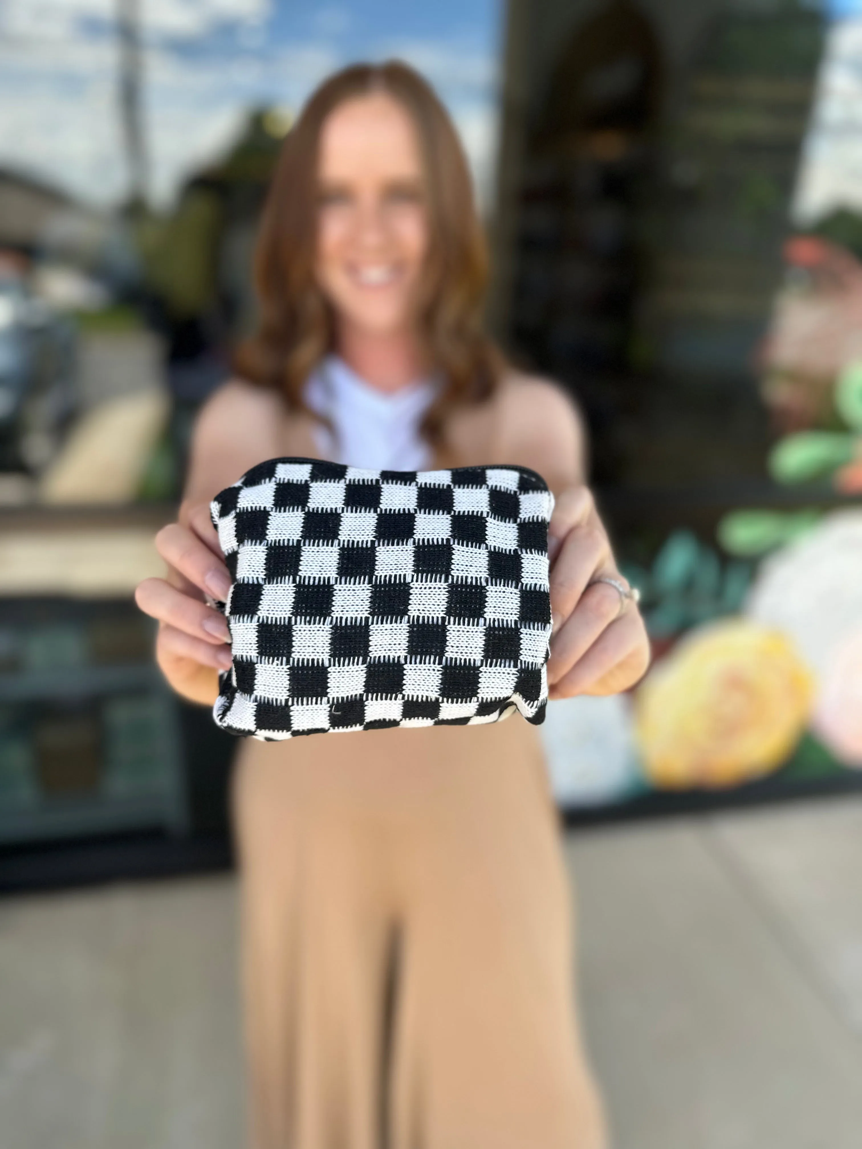 Checkered Pouch Bag