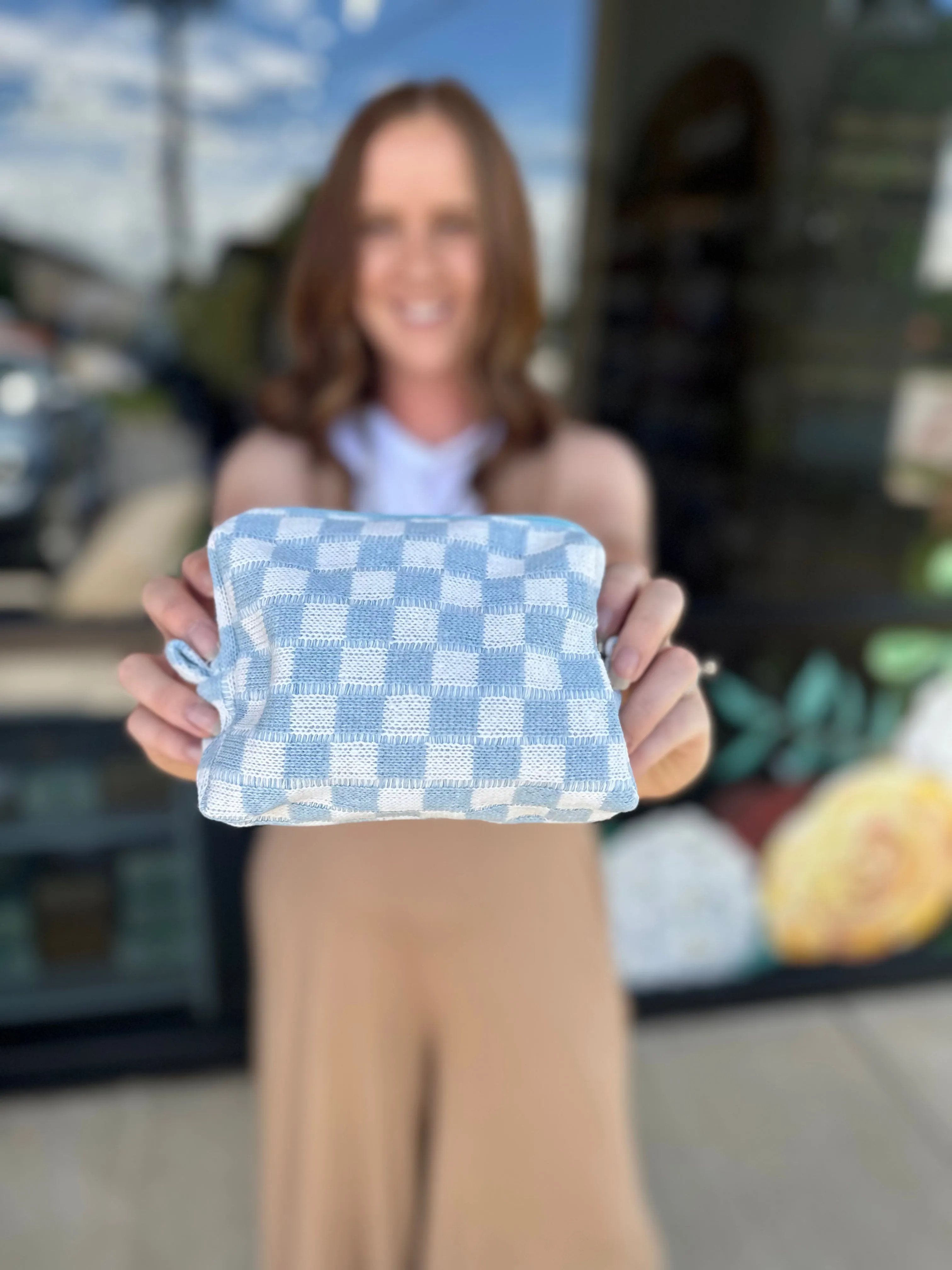 Checkered Pouch Bag
