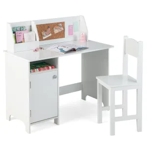 Children's Montessori Homework Desk | Bureau | Storage Cupboard & Chair | White | 5-14 Years