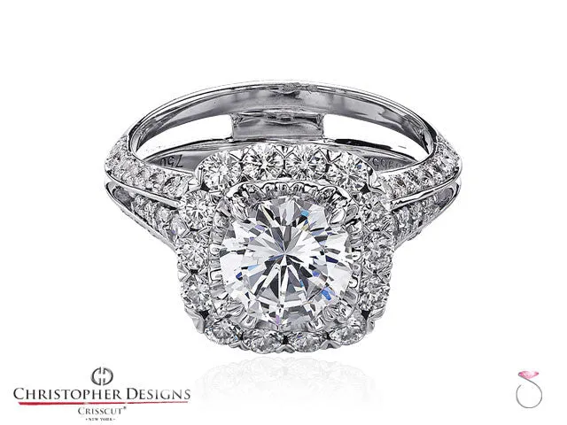 Christopher Designs Crisscut Round Diamond Ring 2.64ctw