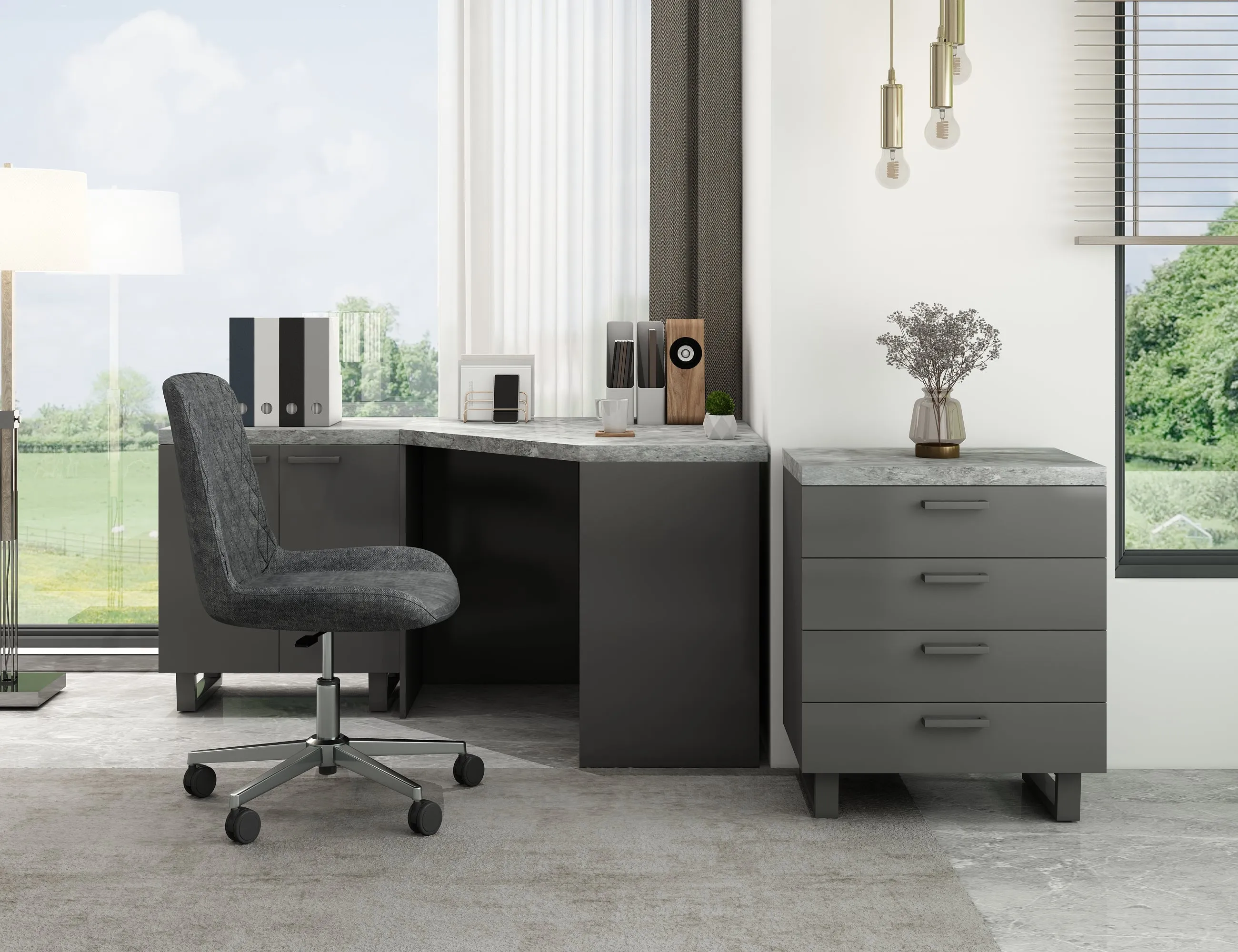 Classic Fusion Stone Open  Office Desk FSODKST
