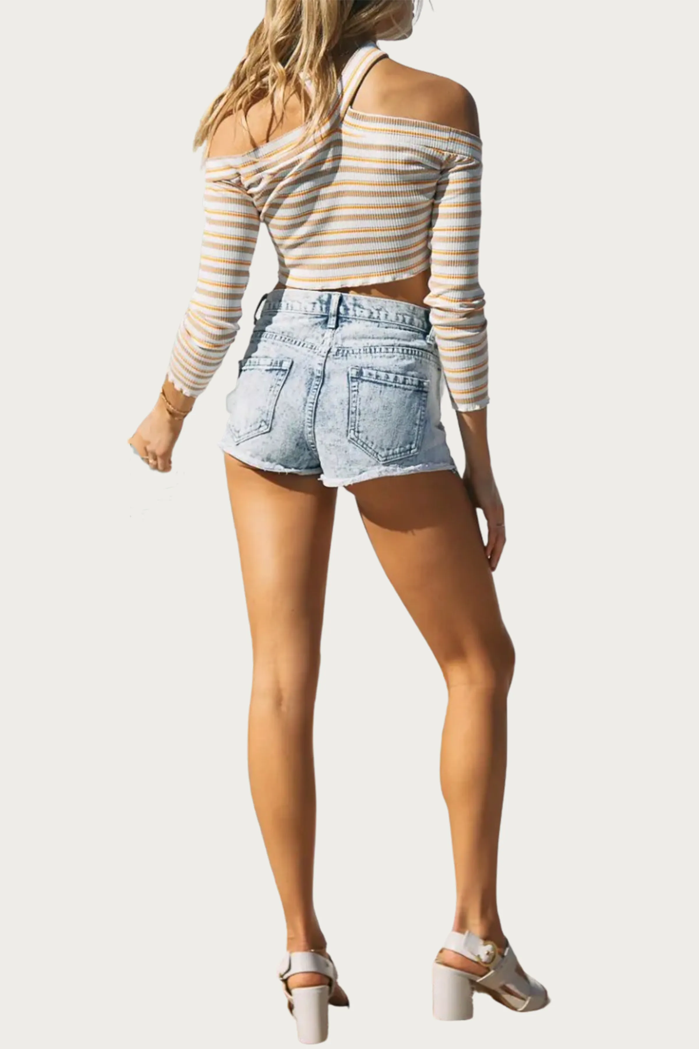 COLD-SHOULDER STRETCH COTTON-JERSEY TOP