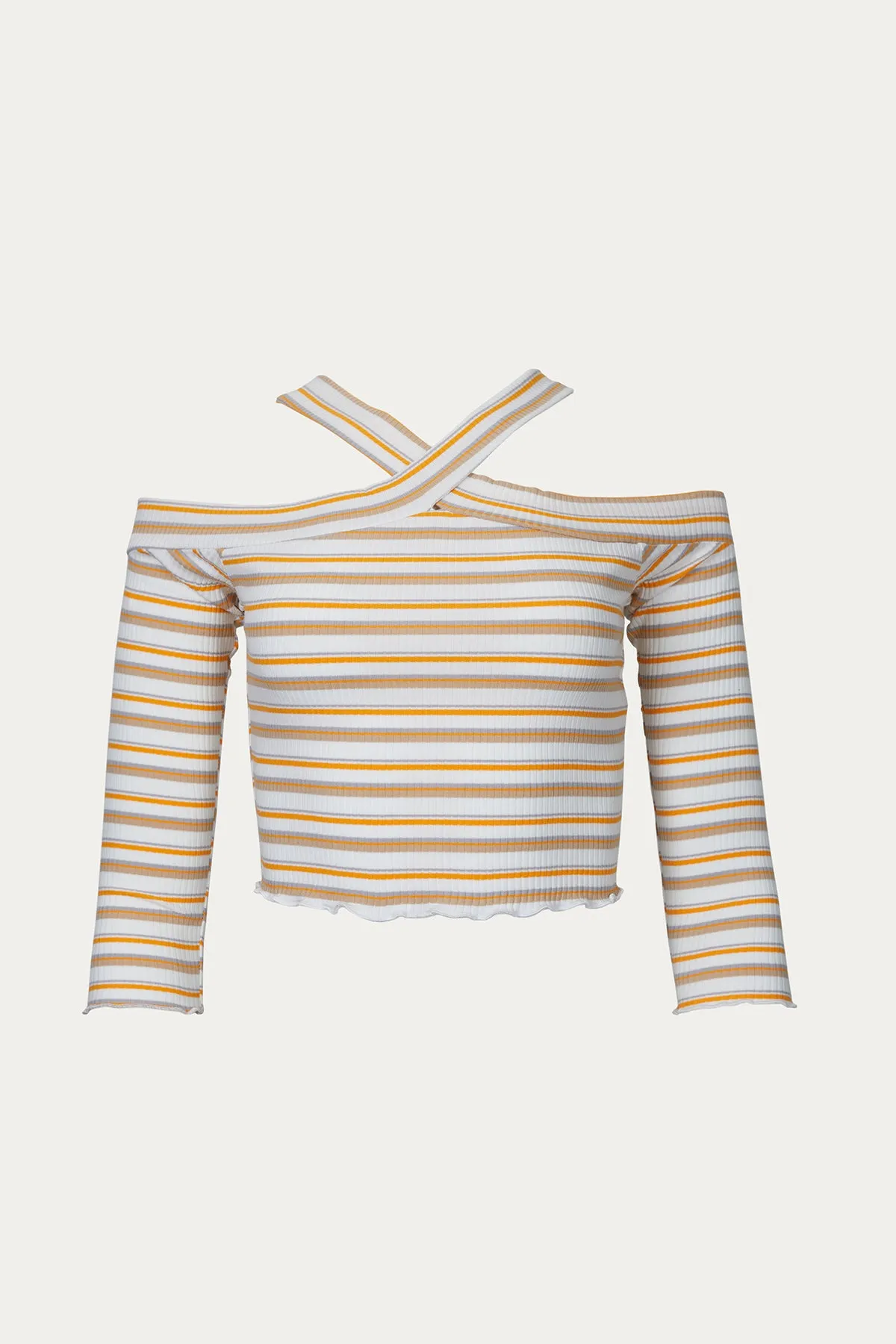 COLD-SHOULDER STRETCH COTTON-JERSEY TOP