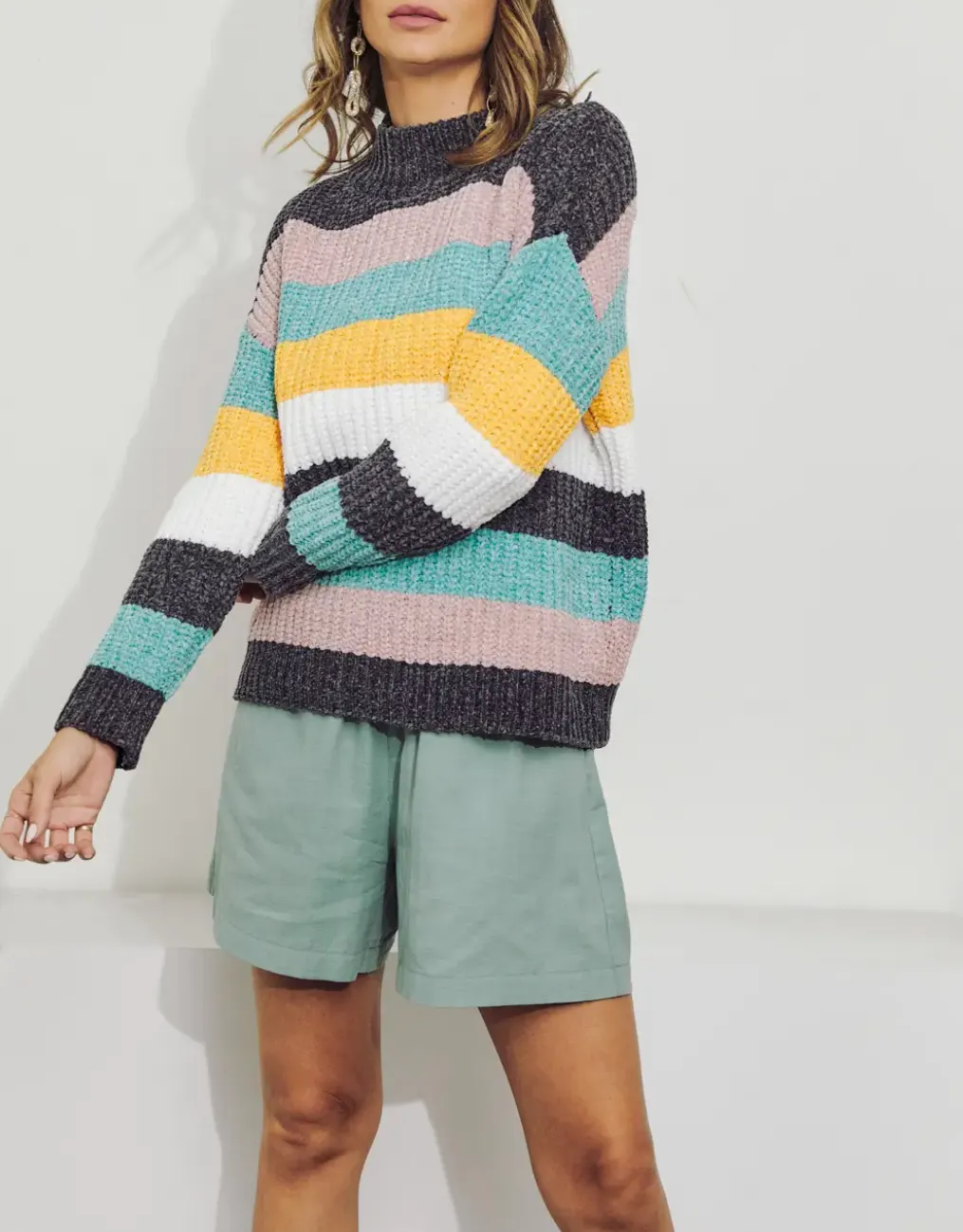 COLORBLOCK PANEL KNIT SWEATER