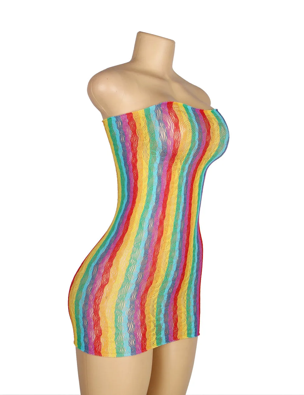 Colorful Off Shoulder Sleeveless Fishnet Bodystocking Egypt