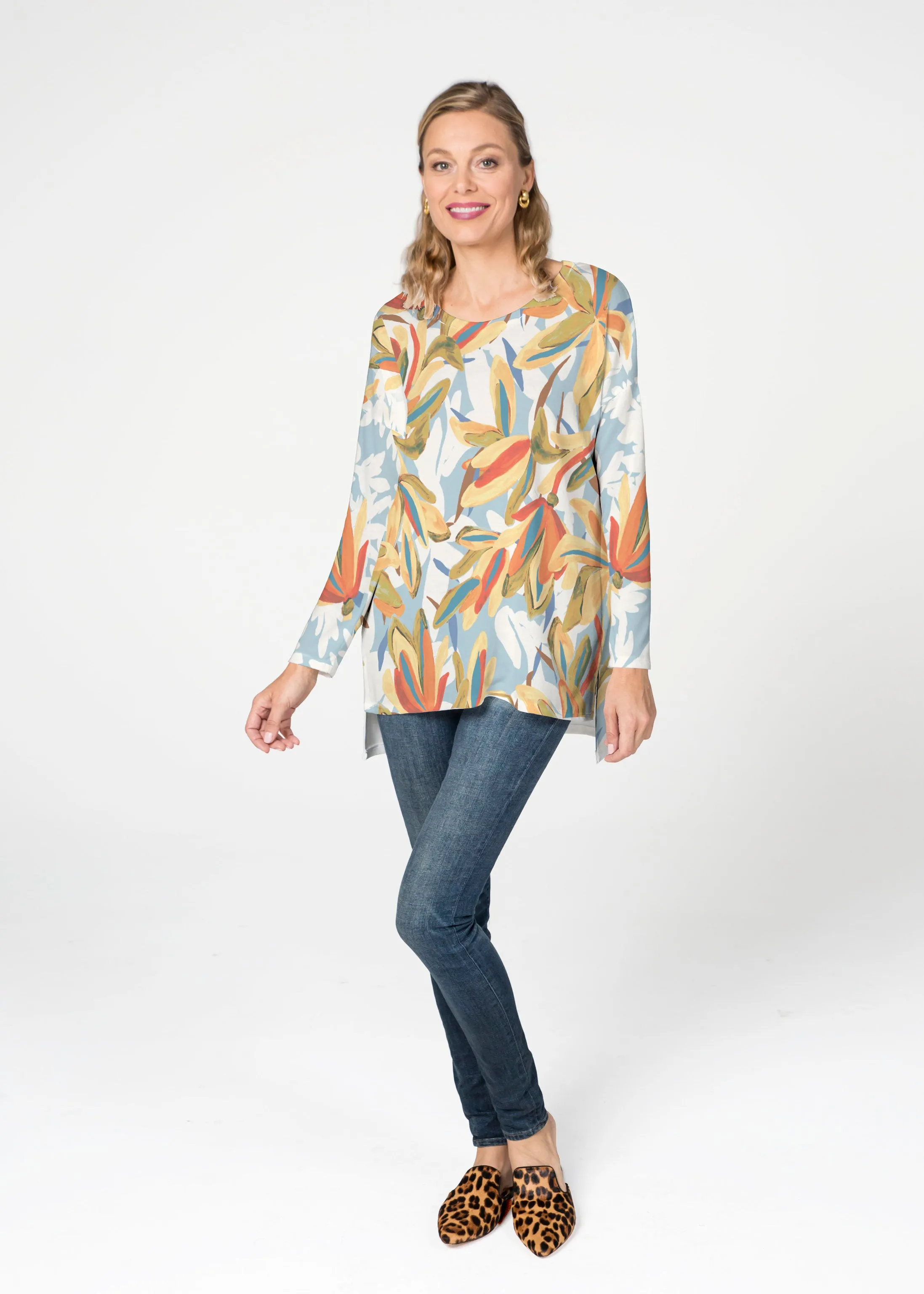 Colorful Palm (7874) Slouchy Butterknit Top