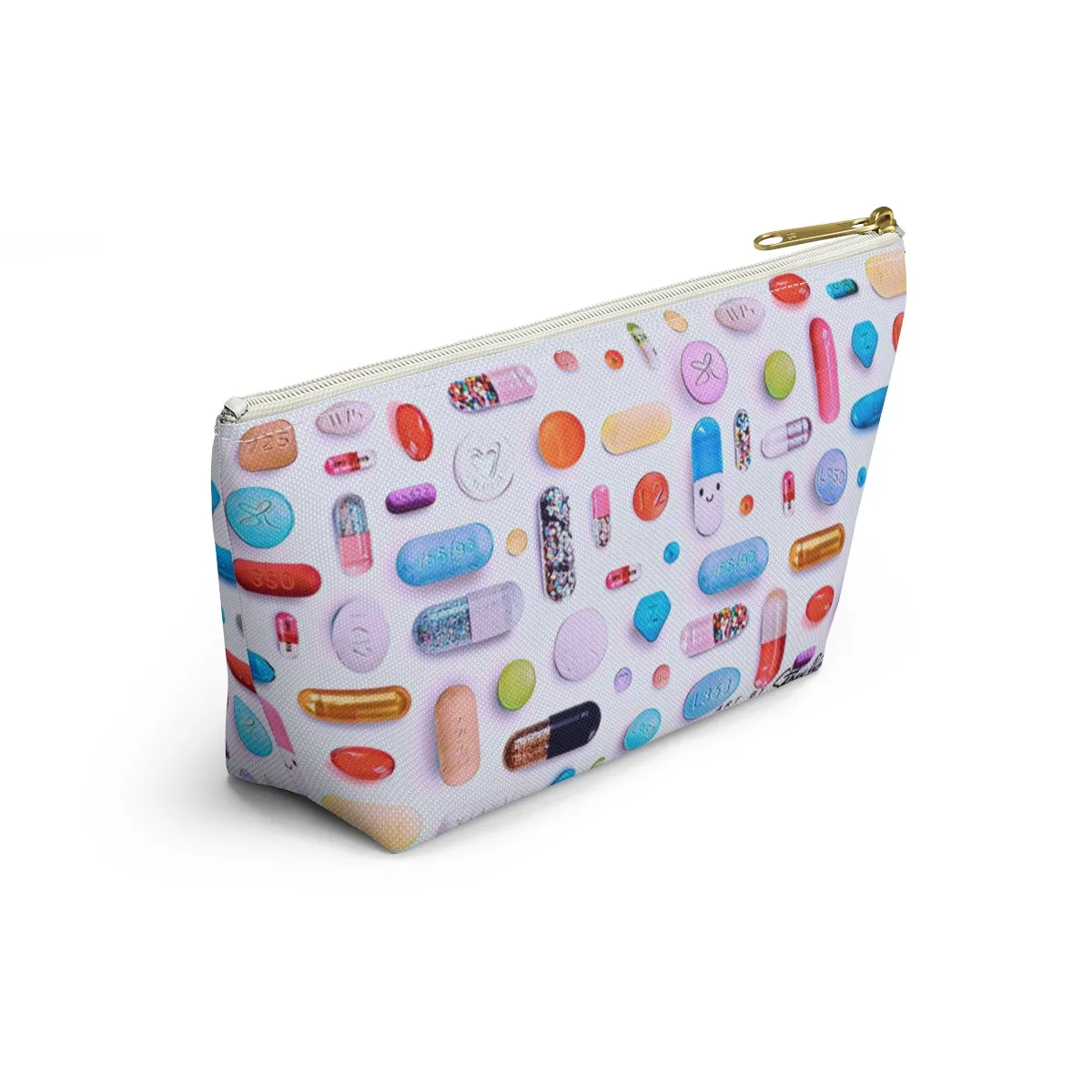 Colorful Pill Grid Accessory Pouch w T-bottom