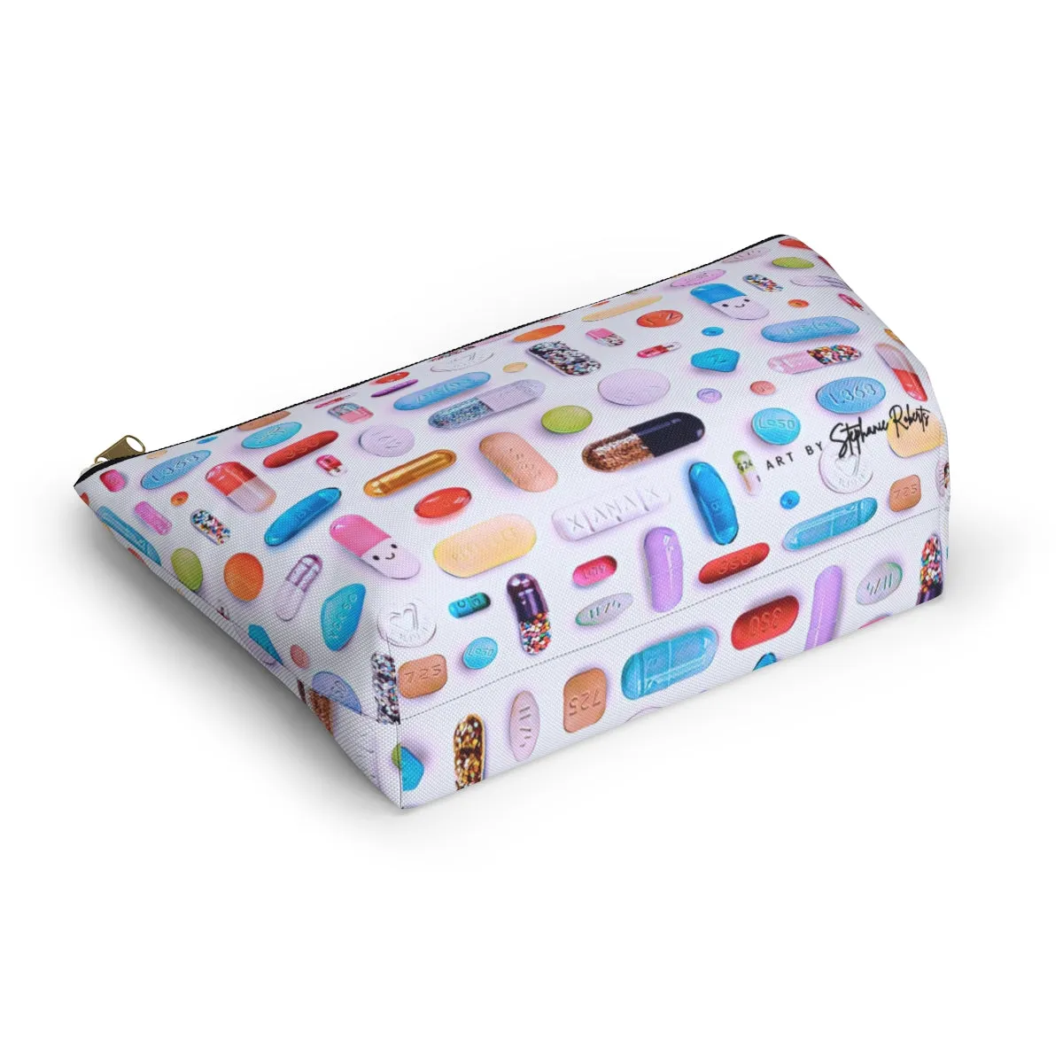 Colorful Pill Grid Accessory Pouch w T-bottom